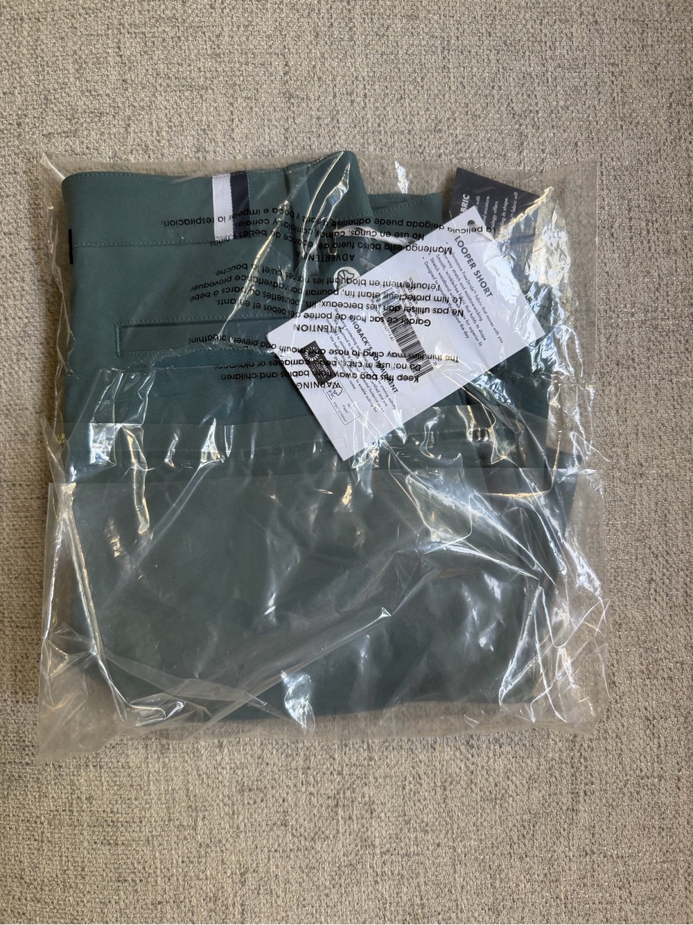 Rhoback Jungle Green Looper Short with Tag